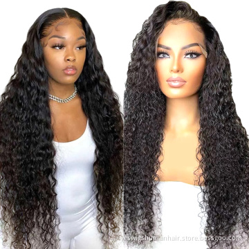 Hot Selling Pre Plucked Water Wave Wig 13X4 Lace Frontal Mink Brazilian Human Virgin Hair Lace Front Wig For Black Women Stock